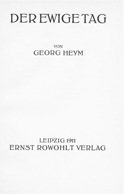 Georg Heym - Der ewige Tag - Titelblatt